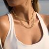 Youthway White Green Crystal Necklace For Women 18K Gold Plated Stainless Steel Paperclip Chain Necklace Fashion Jewelry Gift