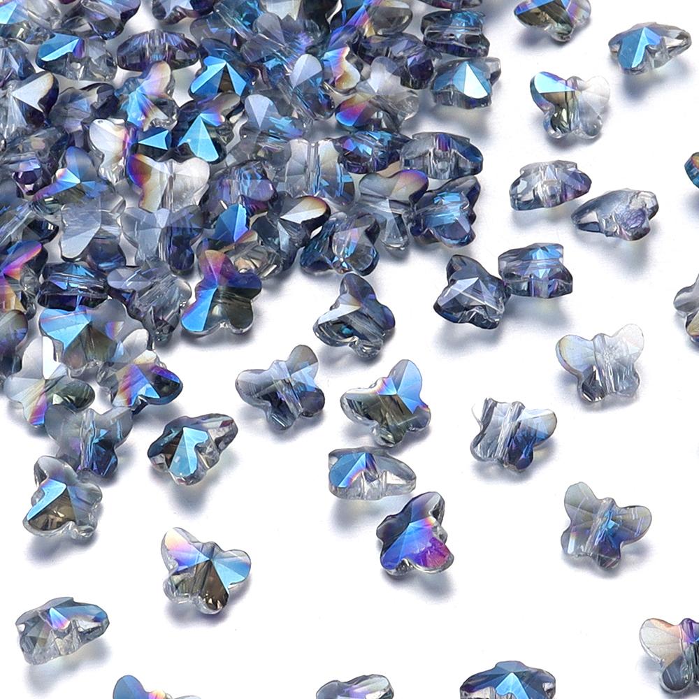 50Pcs/Lot 10×8mm Crystal Beads Transparent Colorful Butterfly Shape Hole Size 1.2mm Loose Beads Diy Jewelry Bracelet Necklace