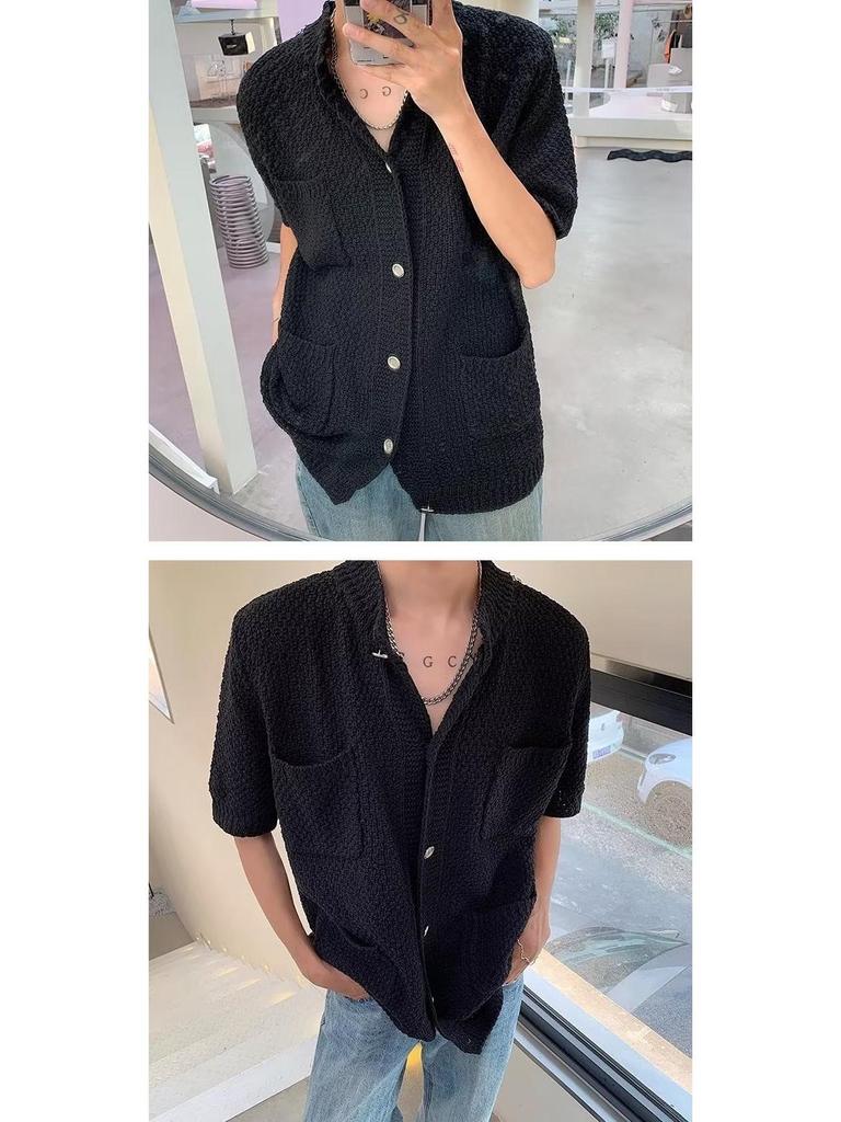 2023 Retro Men's Summer Hong Kong Style Loose Shirt - Fun Niche Design Student Outerwear