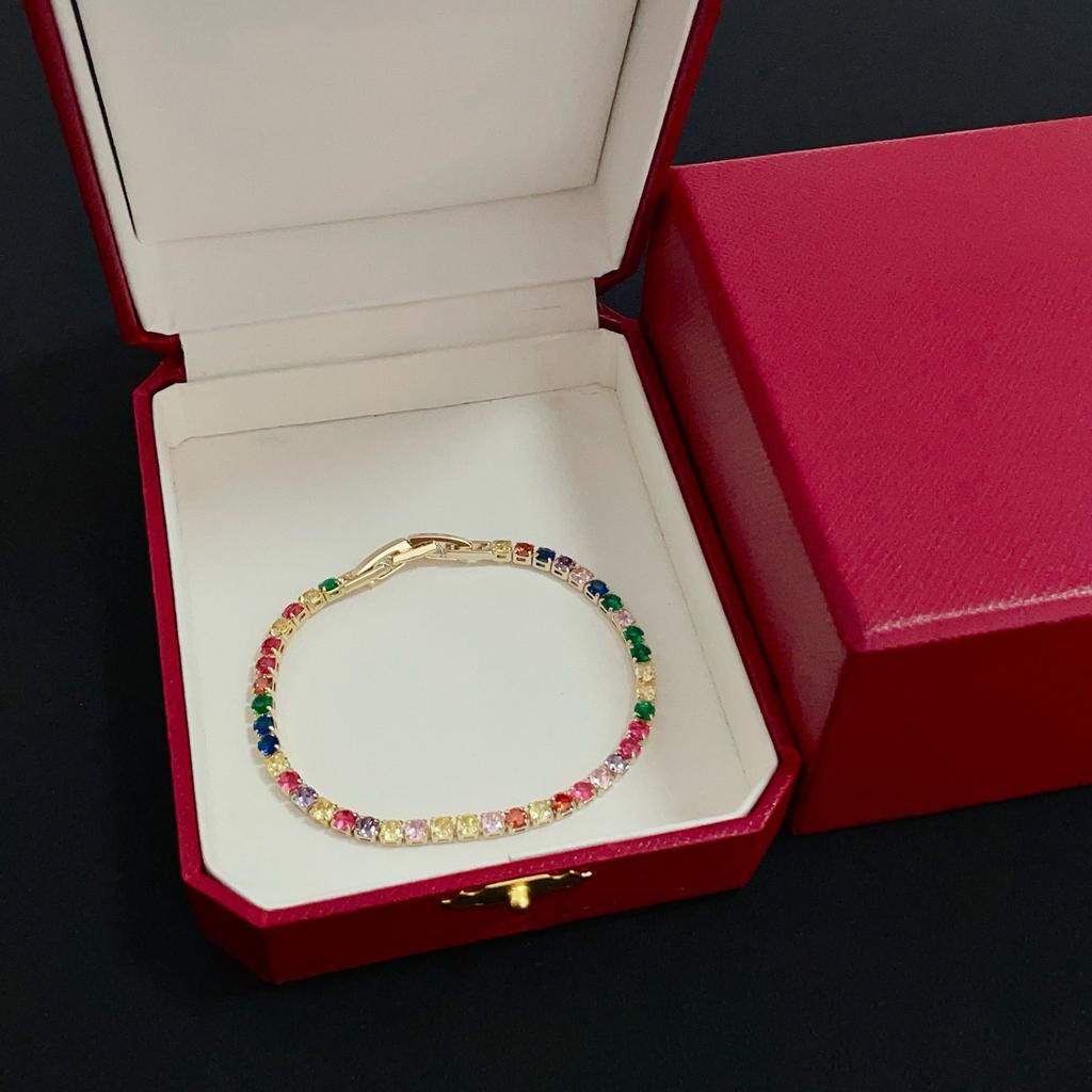 Colored zircon bracelet with diamond inlay crafted with precision, perfect for gifting and everyday wear, made of hypoallergenic material