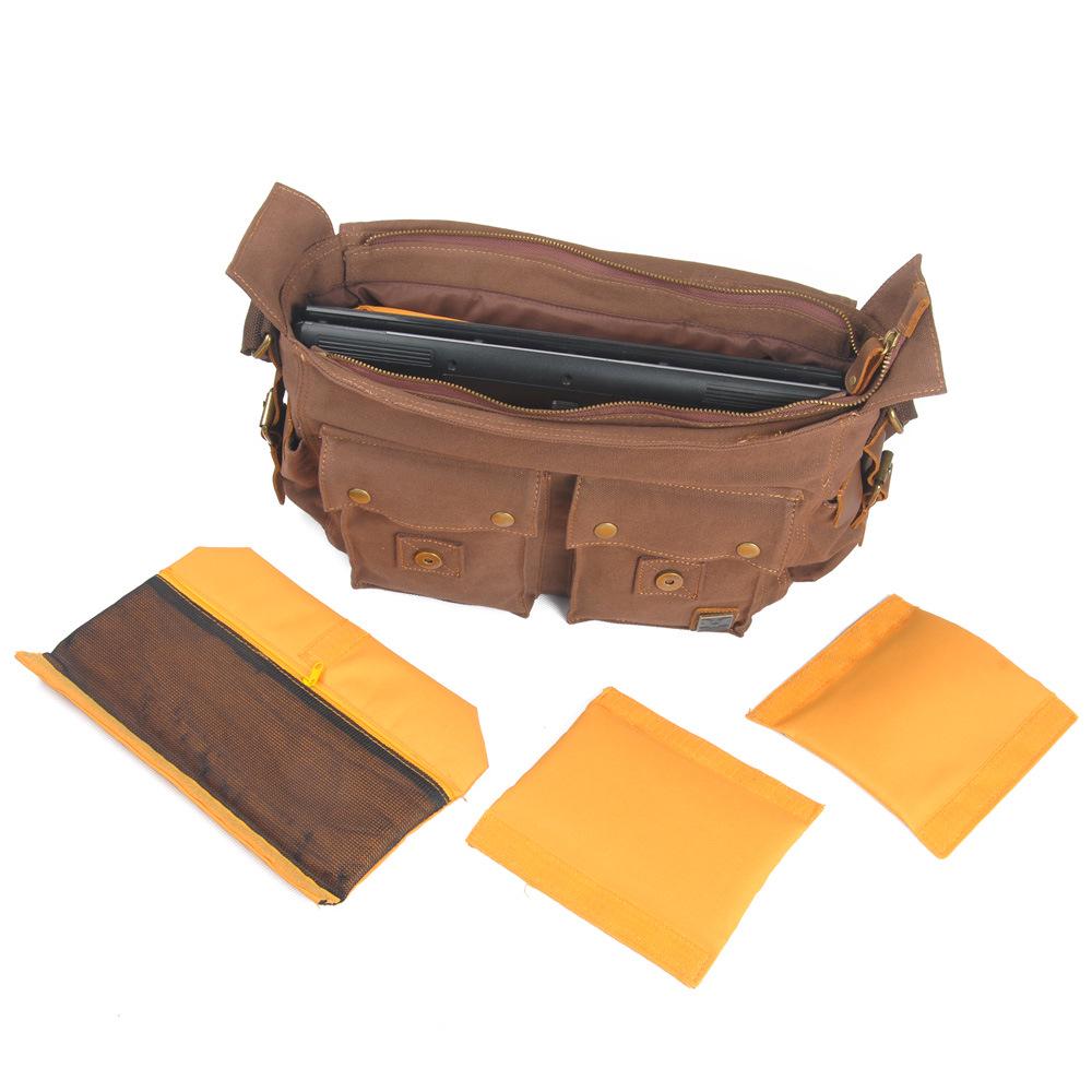 Borsa retrò in tela e pelle bovina per fotocamera DSLR: Custodia Interna Multifunzionale per Uomini e Donne - Fotografia Mirrorless