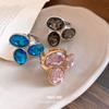 Retro Crystal Inlaid Oval Adjustable Ring Luxury Minimalist Finger Jewelry