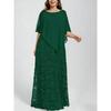 New Plus Size Women's Lace Evening Dress with Chiffon Shawl, Bodycon Formal Party Gown for European American