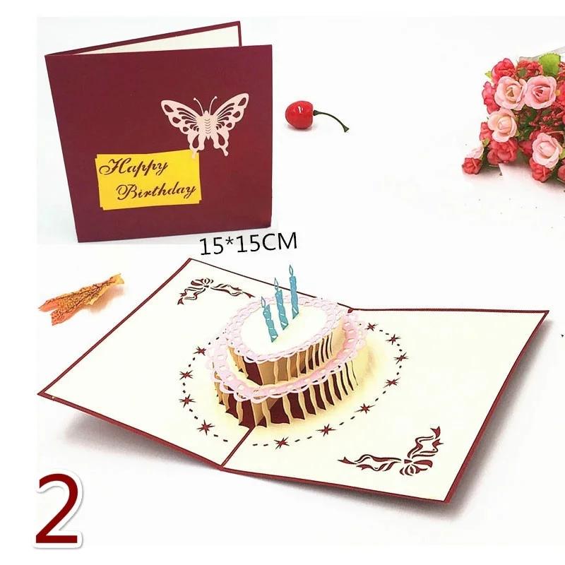 Christmas Birthday Valentine Greeting Card Paper Art Multi Patterns 3D Greet Cards Birthdays New Year Festival Carding Gift