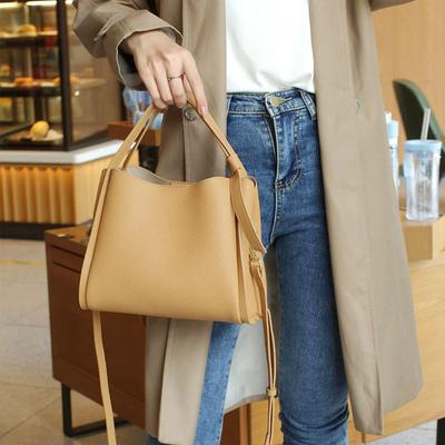Basket Genuine Leather Bucket Bag Women's Handbag Western Niche Crossbody Bag Top Layer Cowhide Bag for Women