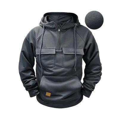 Spring and Autumn Men's Hooded Solid Color Hoodie, Youth Sports Workwear, Trendy Brand Hoodie Jacket