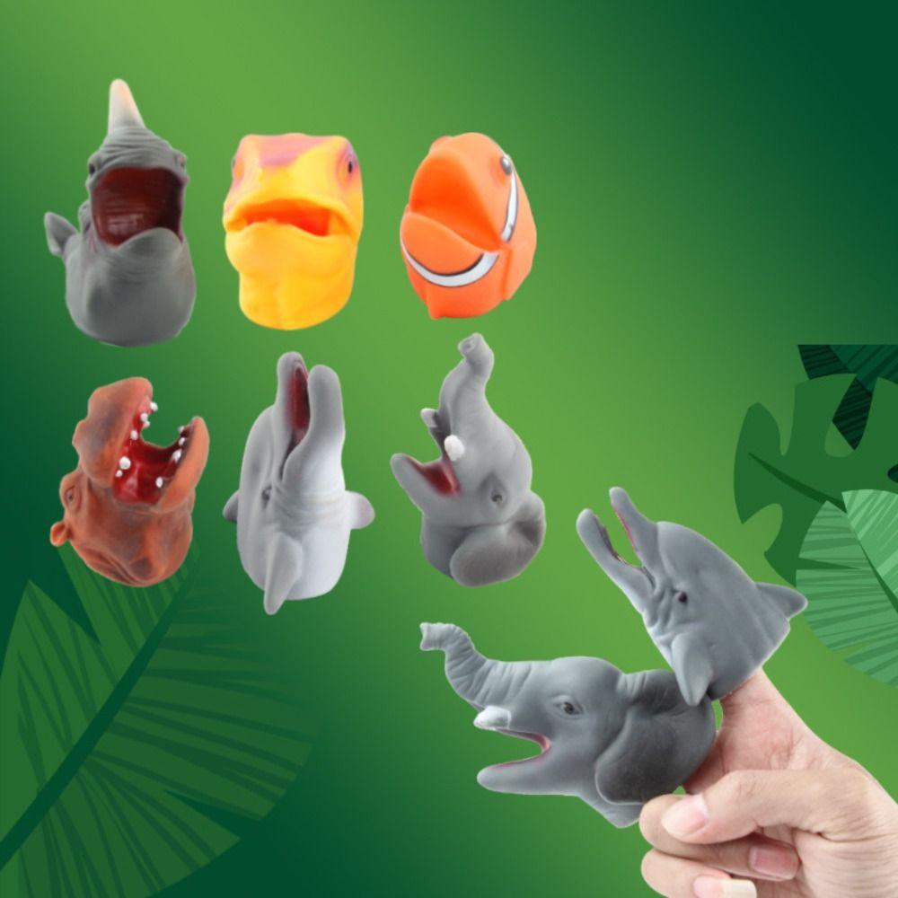 Simulation Animal Finger Puppet Toy Vinyl Animal Head Model Toy  Birthday Gifts