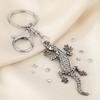 Keychain Pendant Sparkling Rhinestones Gecko Shape Zinc Alloy Key Holder with Electroplated Lobster Clasp Backpack Accessory