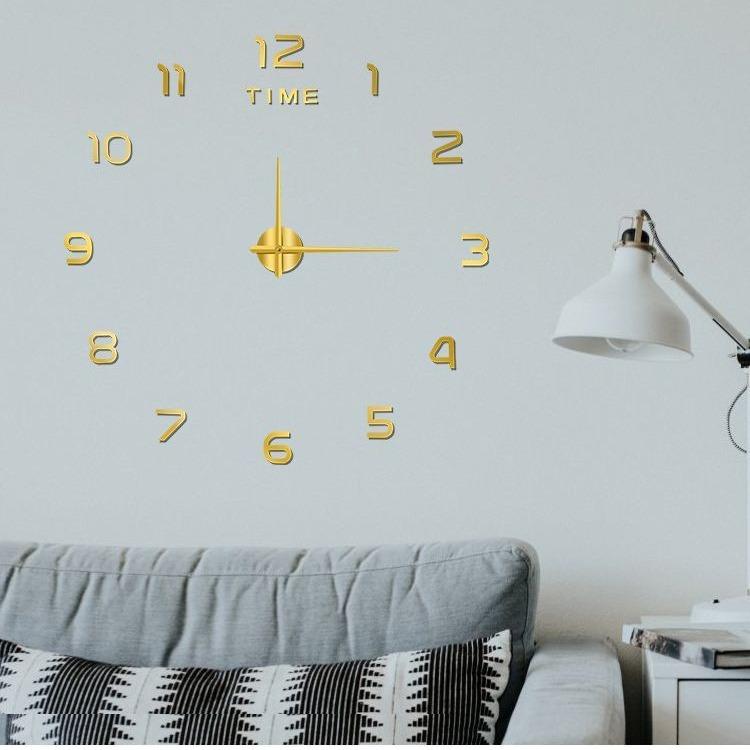 3D Three-dimensional Wall Clock DIY Wall Sticker Digital Clock Silent Travel Time Living Room Bedroom Simple Punch-free Clock