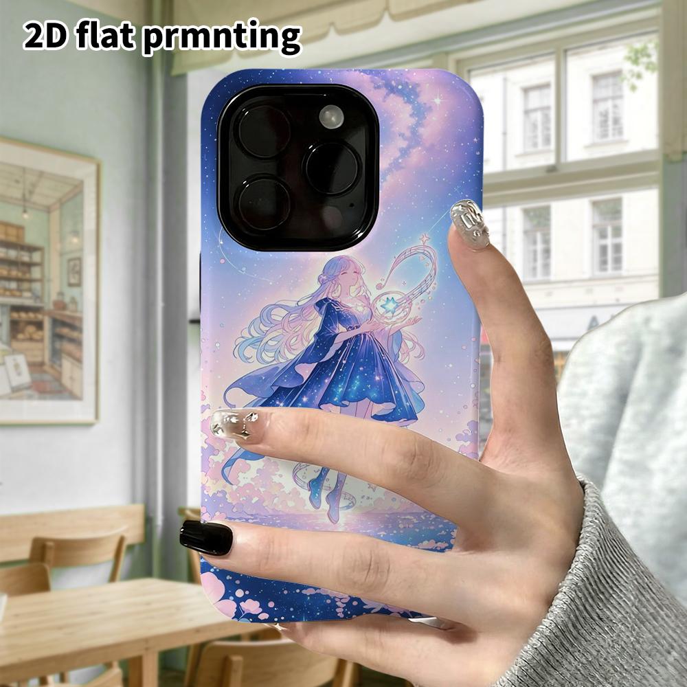 Phone Case: 2D Flat Design Suitable for iPhone 18 17 16 15 14 13 Pro Film Protective Case, Couple Style, Music Girl, Christmas and Halloween Gift