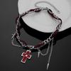 Y2K Spicy Sweet Girl Leather Choker: Cross Ultra-Short, Heavy-Duty Chain Collar