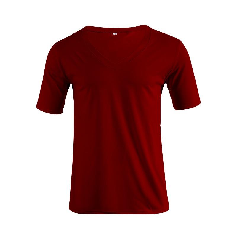 Men V Neck Solid Color Plus Size Casual Short Sleeve T Shirt
