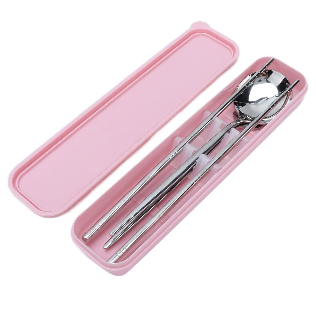 Portable Cutlery Set Stainless Steel Tableware Anti Corrosion Non Slip Anti Fading Chopsticks Spoon for Outdoor