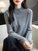 Yokbeer Merino Wool Seamless Mock First Long Knit Pullover Top for Size Women's 100% Sweater, Neck, Line, Ready-to-Wear, Sleeve, Cashmere-Like
