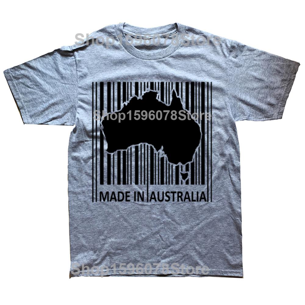 Funny Made In Australia Barcode Aussie Map T Shirts Men Women Cotton Humor Australian Tee Short Sleeve Unisex Loose Clothing