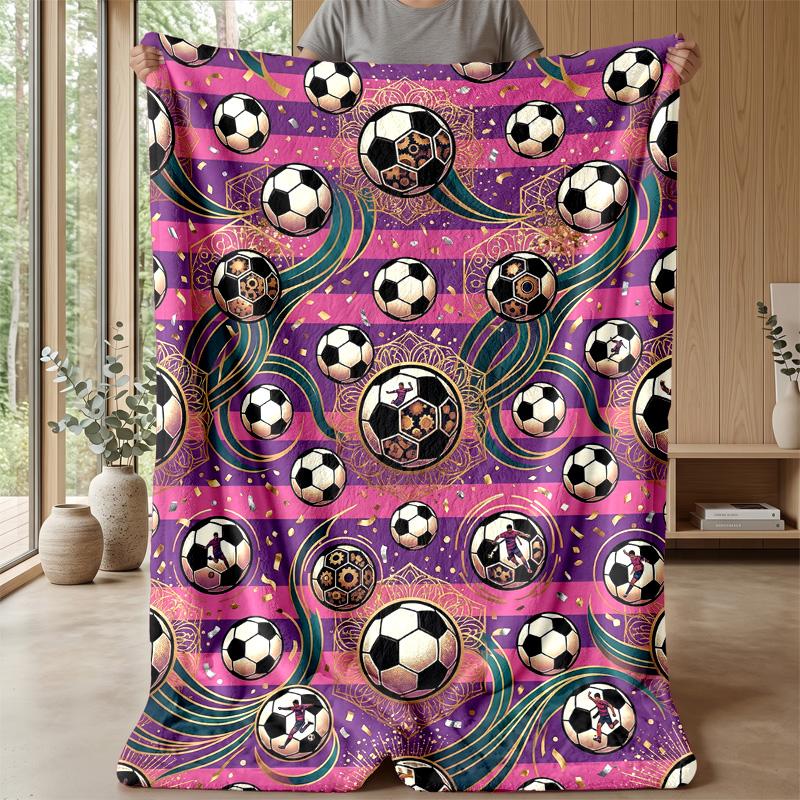 Soccer Ball Celebration Theme blanket Lightweight Warm Flannel Blanket Decorative Throw Blanket for Home Decoration