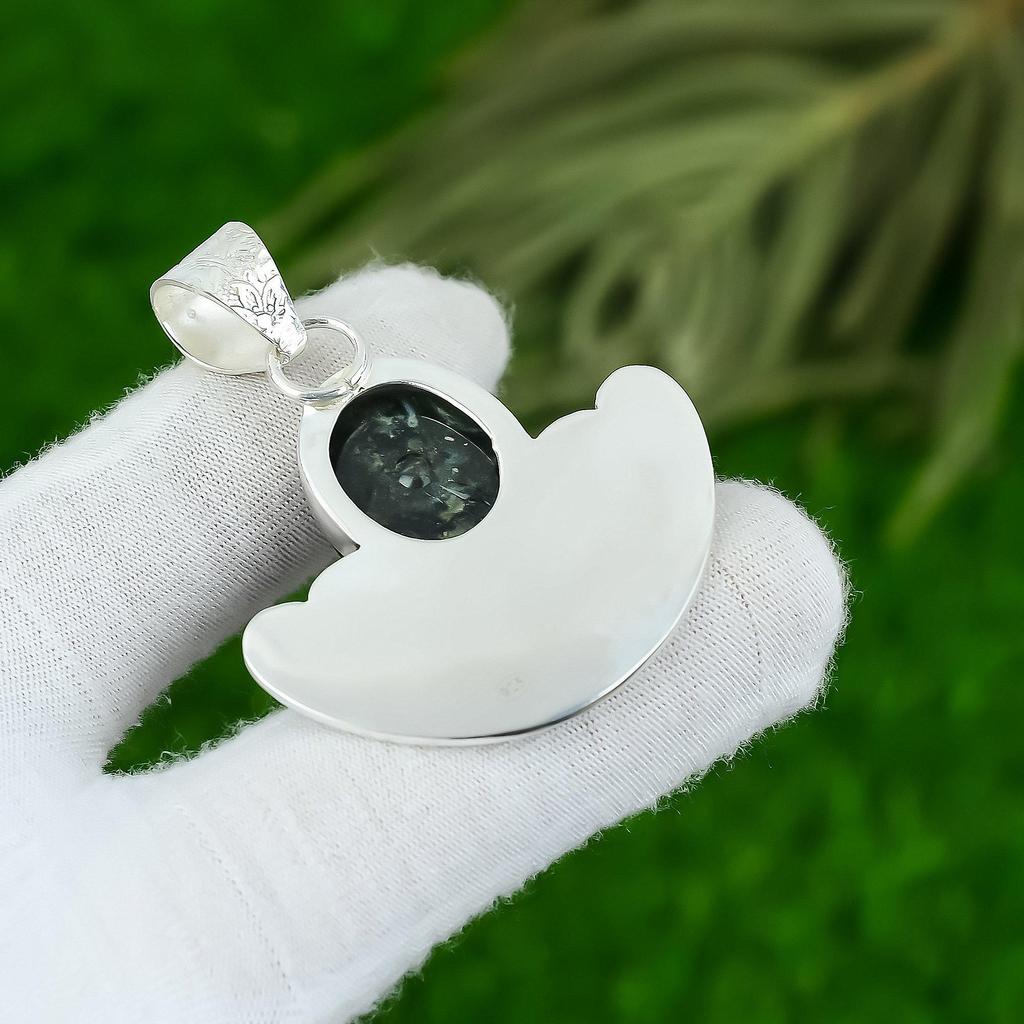 Natural Kambaba Jasper Gemstone Pendant Green 925 Sterling Silver Indian Jewelry