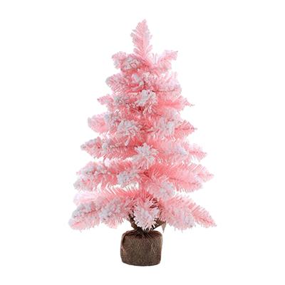 Desktop Xmas Tree Decorative Cute Lovely PVC Compact Mini Pink Xmas Tree for Home Coffee Shop