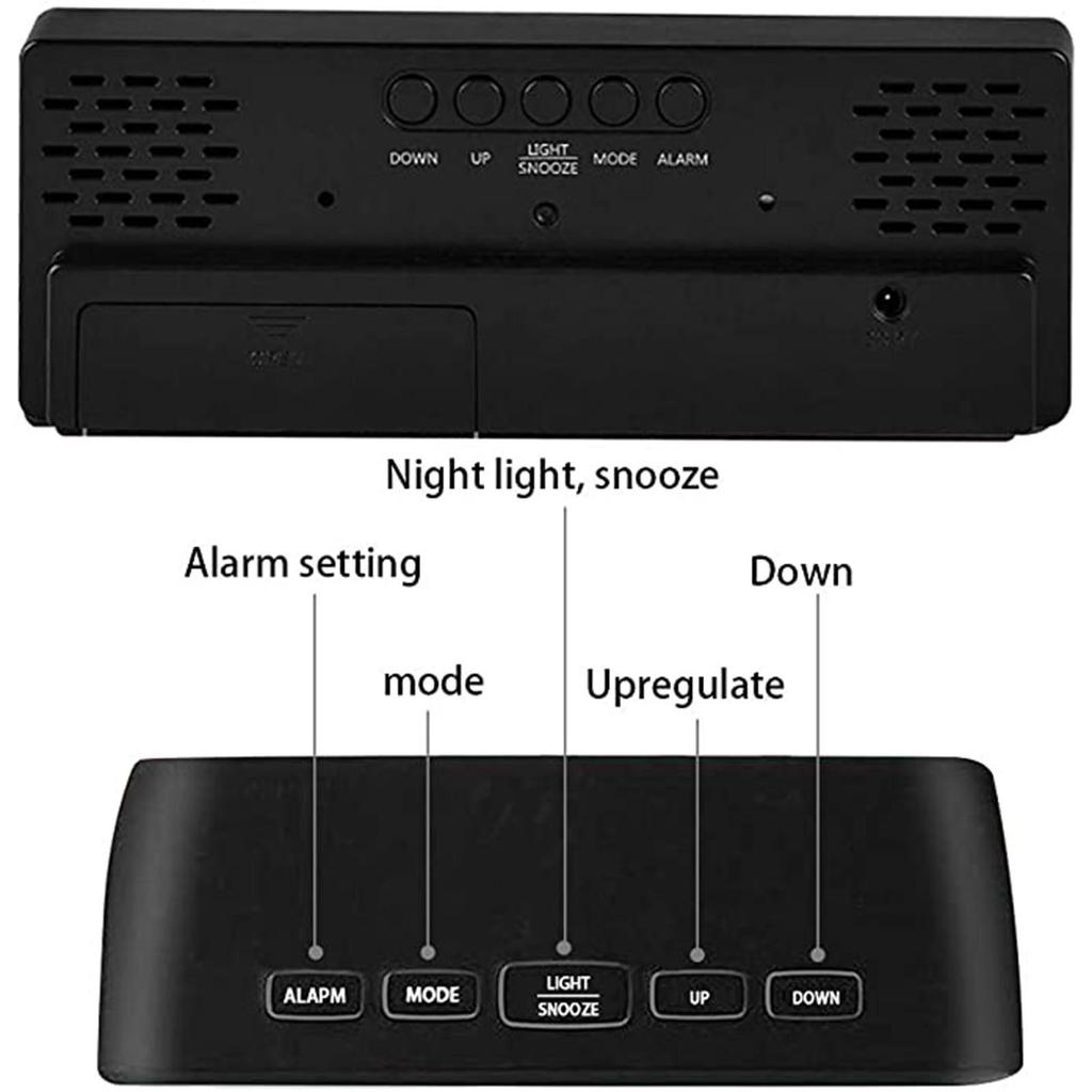 Digital Alarm Clock Big Screen LED Bedside Alarm Clock Mirror Clock Snooze