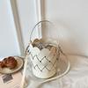2 Set Bucket Tote Bag Ladies 2026 New Designer Hollow Out Woven Handbag Summer Crossbody Phone Bag Lipstick Pack Fashion Bag