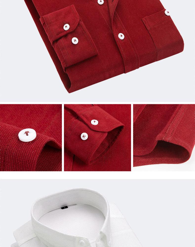 Men's Spring/Autumn Corduroy Long-Sleeved Shirt - Fashionable for Middle-aged and Young Men