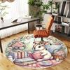 1pc Rabbit, Flowers Round Chair Mat Area Rug - Non-Slip, Floor Mat for Office, Bedroom, and Indoor Decor -1002060