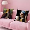 Mona-Lisa Wearing Pearls Girl Pillow Case Custom Printed Brushed Fleece Pillow, Baby Skin-Touch, Eco-Friendly Dye-Sublimation Cu