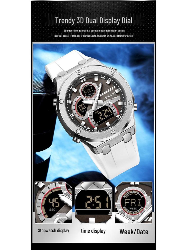 Sanda Trendy Multifunctional Waterproof Student Wristwatch with World Time Display