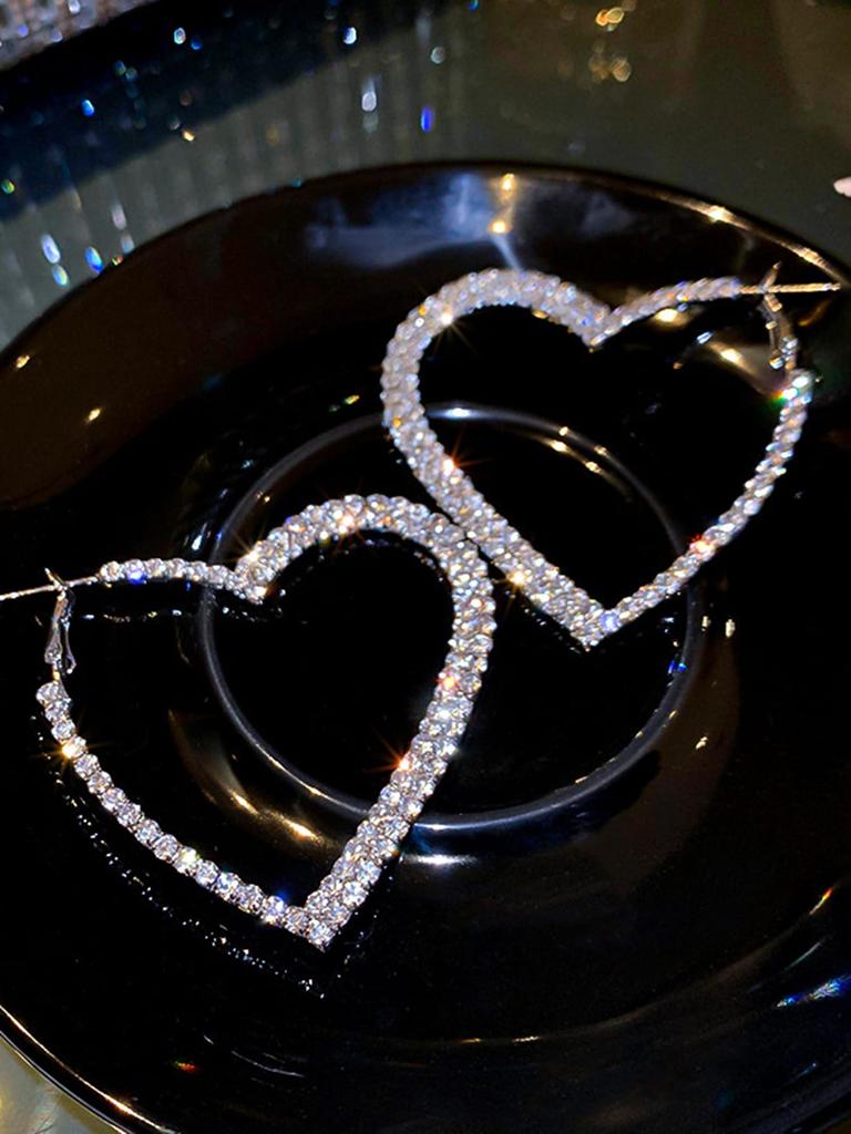 Hollow Heart Earrings Inset with Synthetic Zircon Clothing Accessories for Ladies Valentine's Day Decoration Gift Suitable