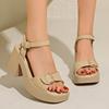 Fashion Fashion Large Size Thick Heel Sandals for Women 2025 Summer One-line Strap Out To Wear Height Raising Sandals