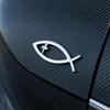 Autoaufkleber Fischförmiges Emblem 3D-Metalltextur Autoaufkleber mit starkem Klebstoff Wasserdicht Sonnenschutz für Karosserie Stoßstange Fenster