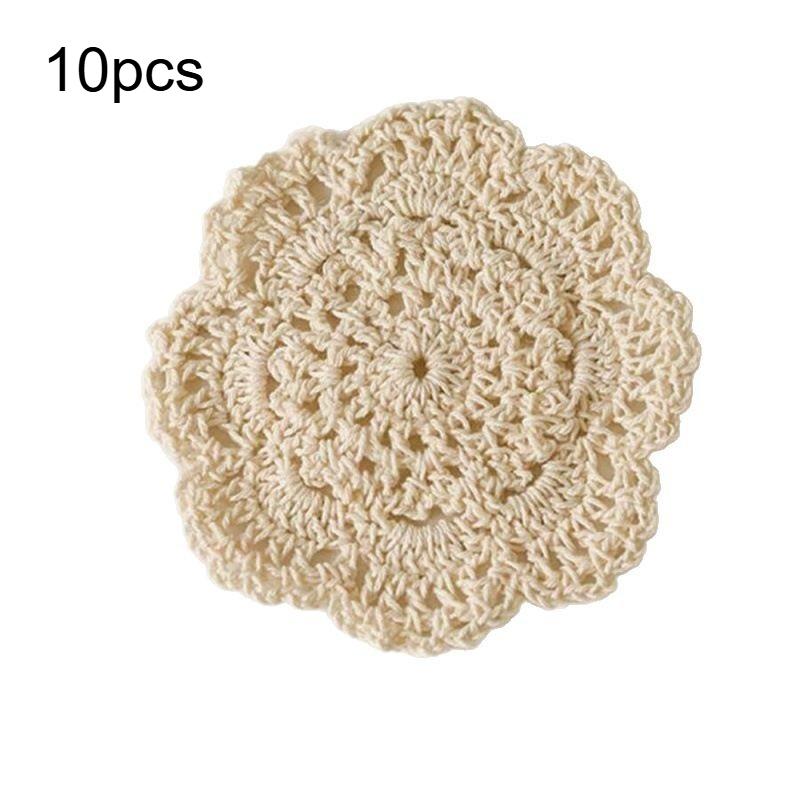 [Vintage Coasters] 2/4/6/10pcs Vintage Floral Crochet Coasters | Perfect for Coffee Table, Wooden Table,Kitchen Decoration
