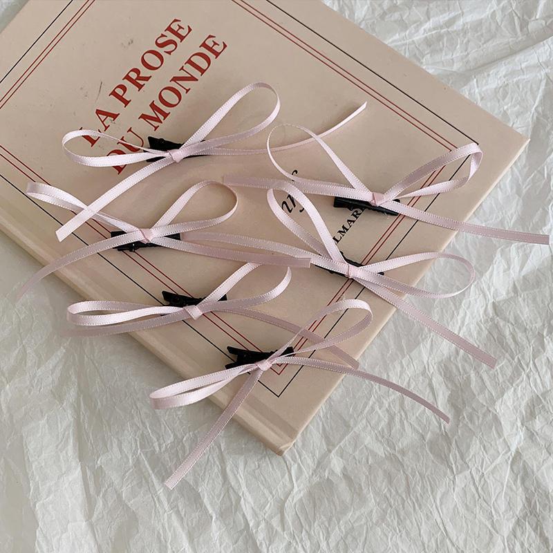3Pcs Sweet Thin Silk Ribbon Bowknot Hair Clips  Cute Barrettes For Women Girls Colorful Lace Hair Clip Hair Accessories