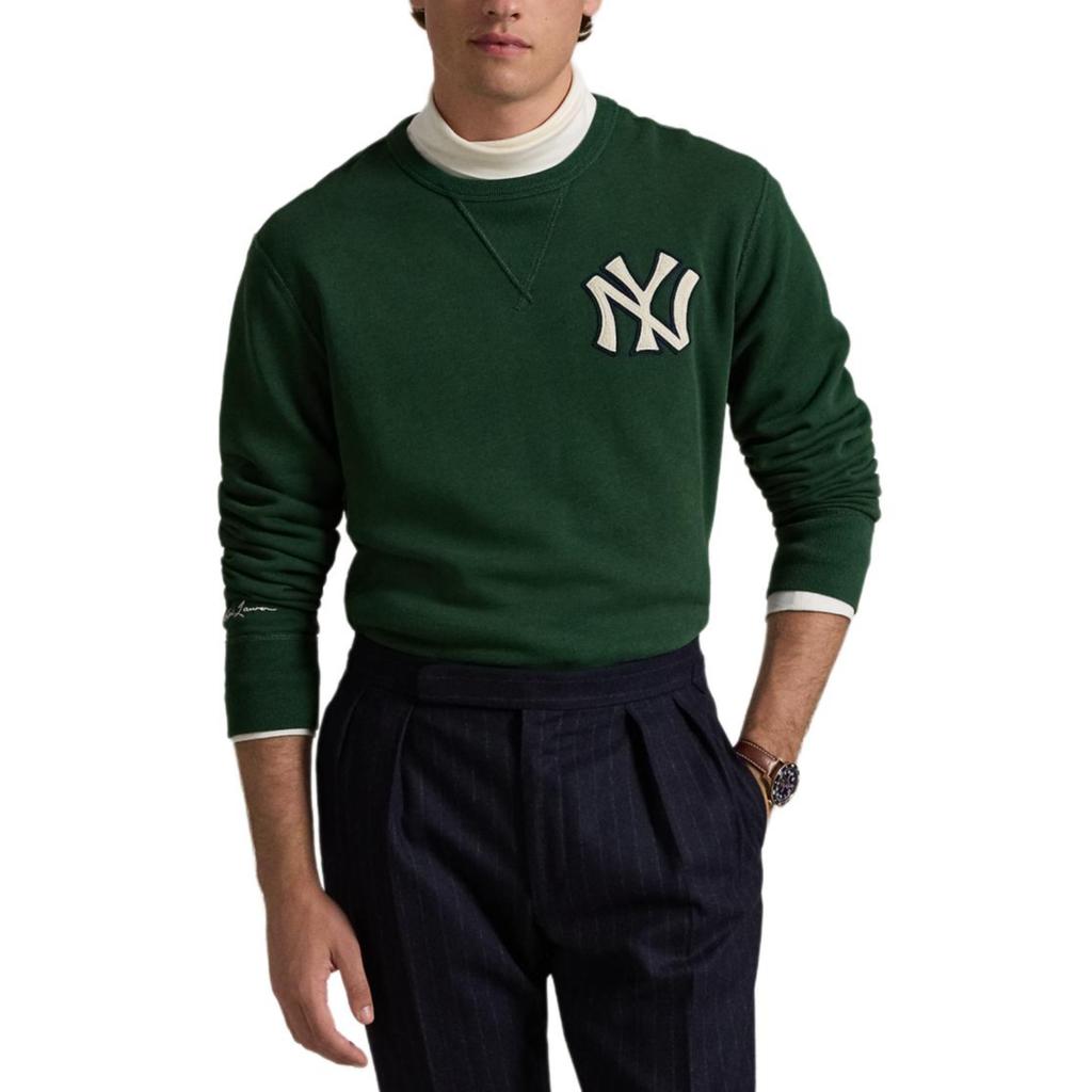Polo Ralph Lauren X MLB FW24 New York Yankees Collaboration Solid Logo Print Crew Neck Long Sleeve Sweatshirt Men Sweatshirt Green MNPOKNI16823939-301