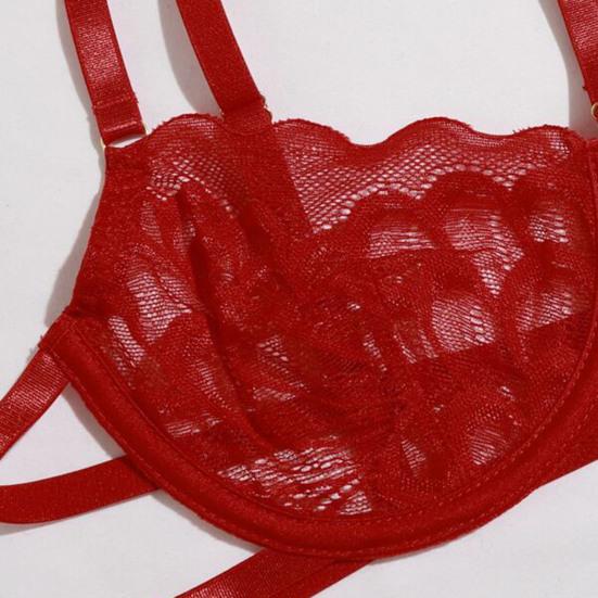 1 sada Sexy podprsenka Kalhotky Podvazková sada Krajka Nízký střih Push Up Multi Strap Vysoký Pas Elastická Tenká ohlávka Výstřih Líbánky Svatební Noc Dámská Sada spodního prádla