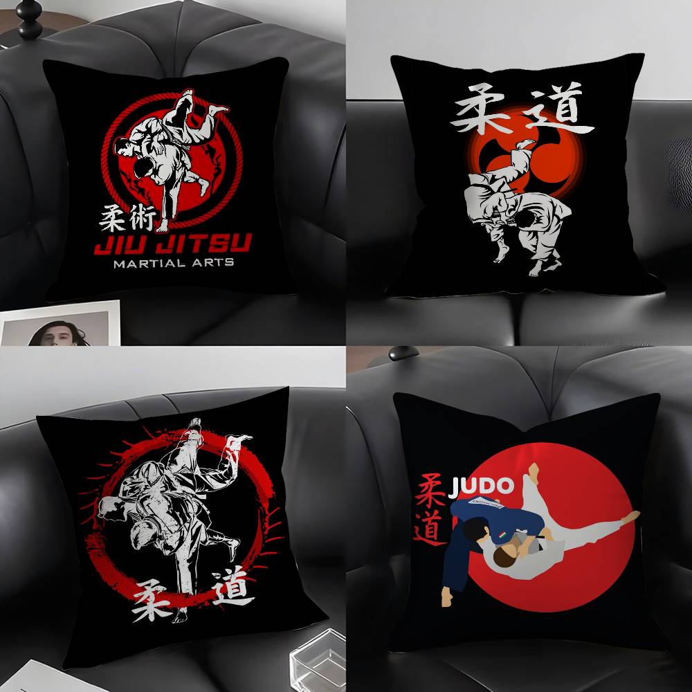 Sports Judo Martial Arts Pillow Case Sofa Short Plush Double-Sided Hd Printing Room Home Office Gift Cushion Cover
