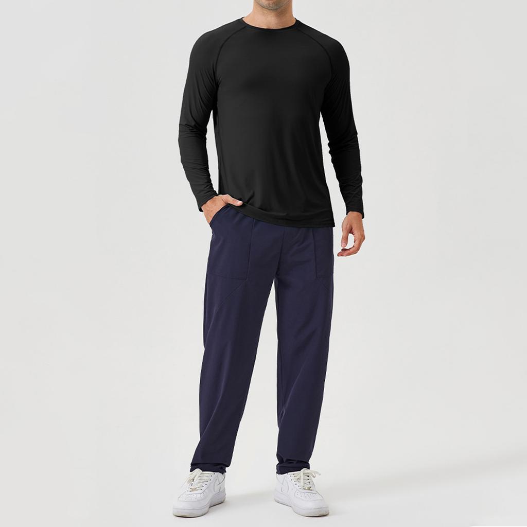 Men's Long Sleeve Athletic T Shirt Lightweight Quick Dry Crew Neck Casual Sports Tee for Outdoor Gym Running Training