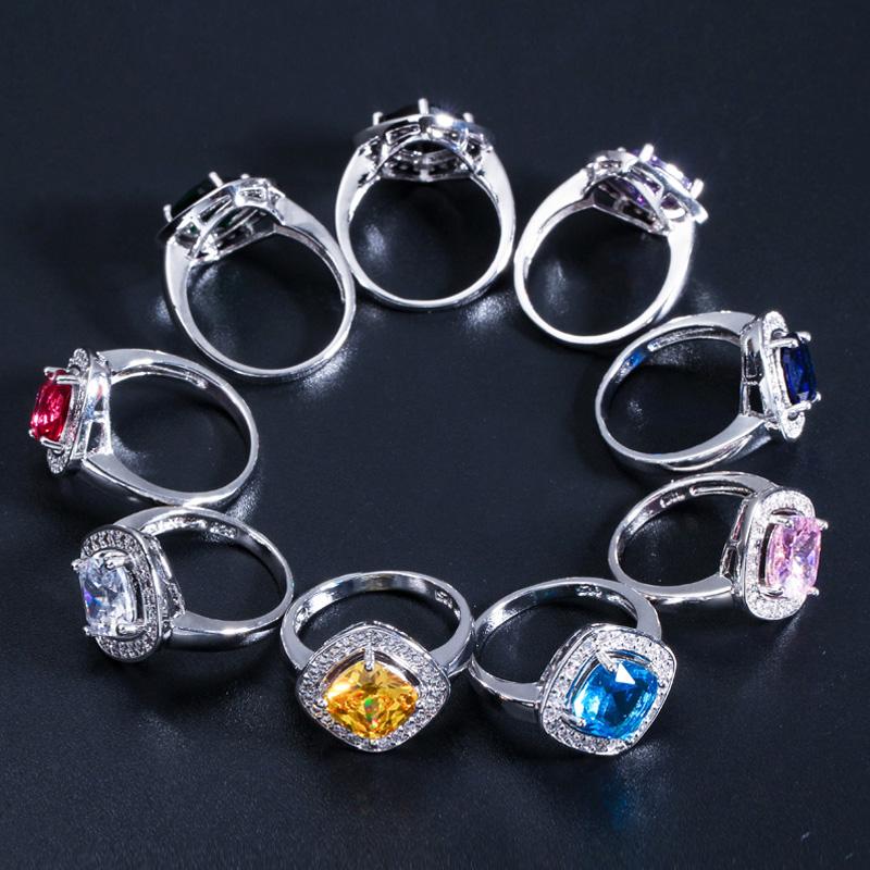 CMM Classic Design 0.8 Ct Princess Cut Fashion Square AAA+ CZ Zirconia White Golden Engagement Women Rings