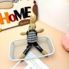 Houndstooth Rabbit Cartoon Figure Keychain with Scarf Pendant