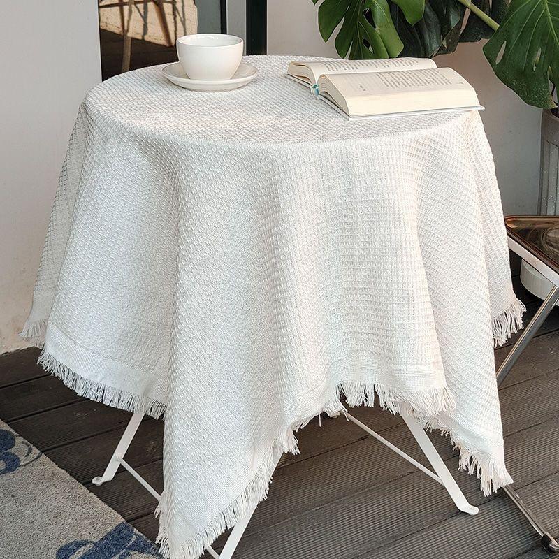 Nordic Waffle Weave Tablecloth With Thick Cotton Fabric For Home Dining Decor