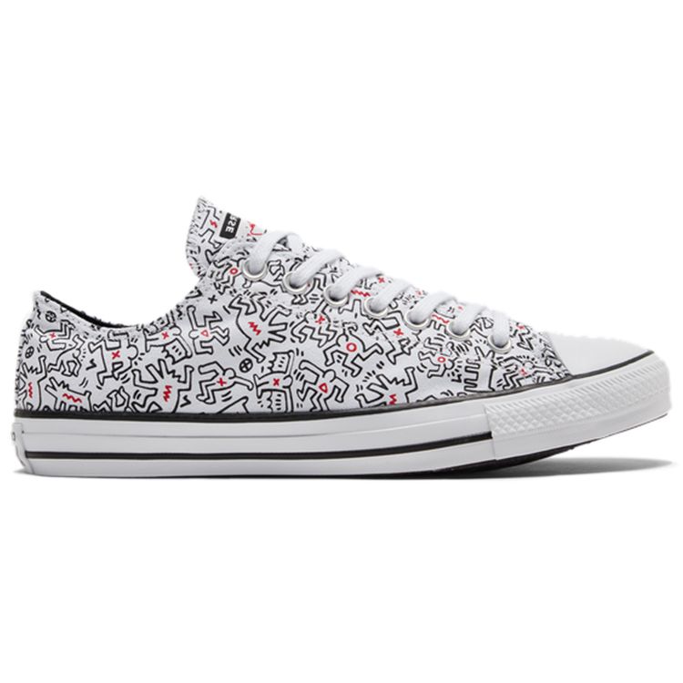 Converse Keith Haring X Chuck Taylor All Star Low Dancing Figures Allover Print Unisex Sneakers White Black Red 171860C