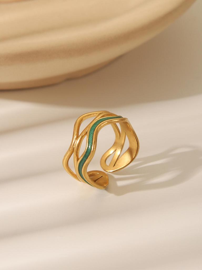 High-End Adjustable Retro Stainless Steel Drip Oil Ring with Irregular Edge