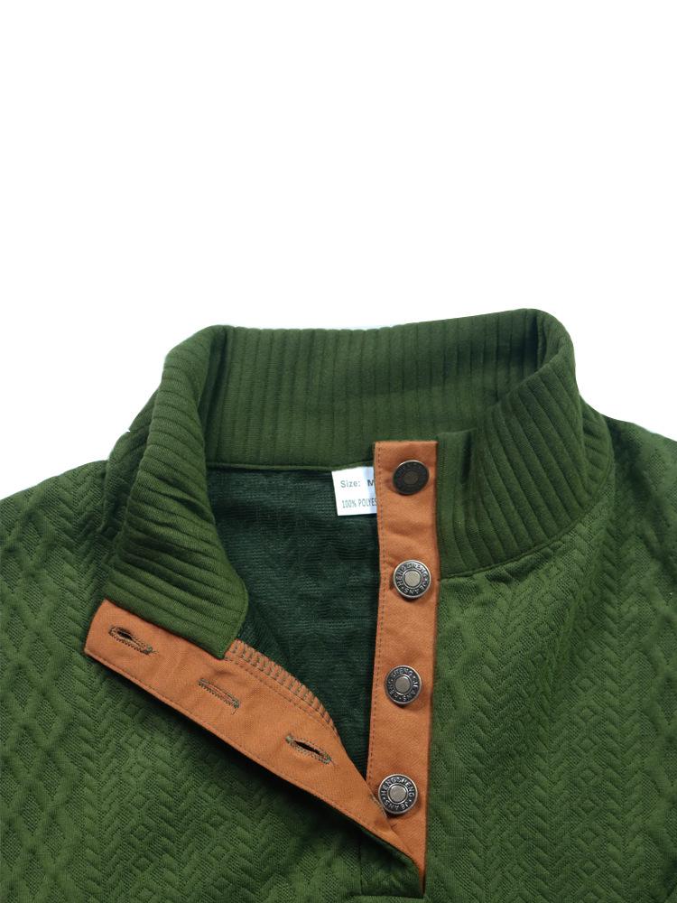 2023 Men's European Fit Stand Collar Long Sleeve Jacquard Knit Pullover Sweater