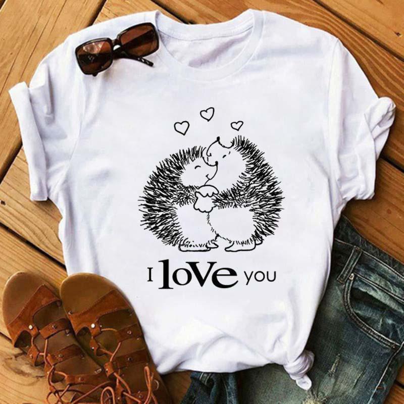 Women's Short Sleeve Explosive Hedgehog Print Fashion Crew Neck T-shirt Oversized T Shirt  Aesthetic Clothes  Tops