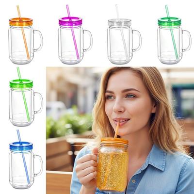 NEW 20 Oz Capacity Snowglobe Tumbler Pre Drilled Hole Clear Snow Globe Cups Double Wall Glitter DIY Cups Party Favors