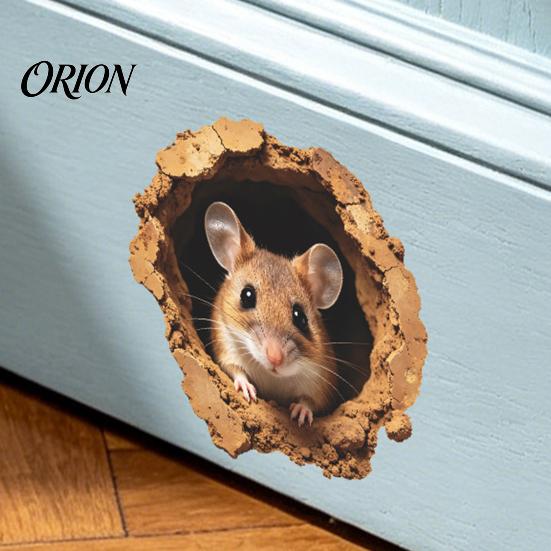 Waterproof Kitchen Backsplash Decor 3D Realistic Mouse Hole Wall Sticker, Cute Rat Burrow Decal, Pet Shop Decorative Stickers Self-Adhesive Removable