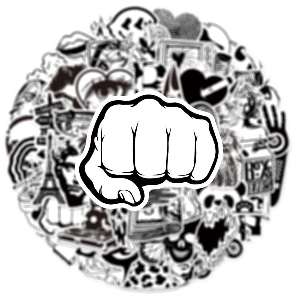 10/30/50pcs Black White INS Style Art Pattern Stickers Creative Graffiti Decals Scrapbook Phone Notebook Bike Cool Sticker Toys