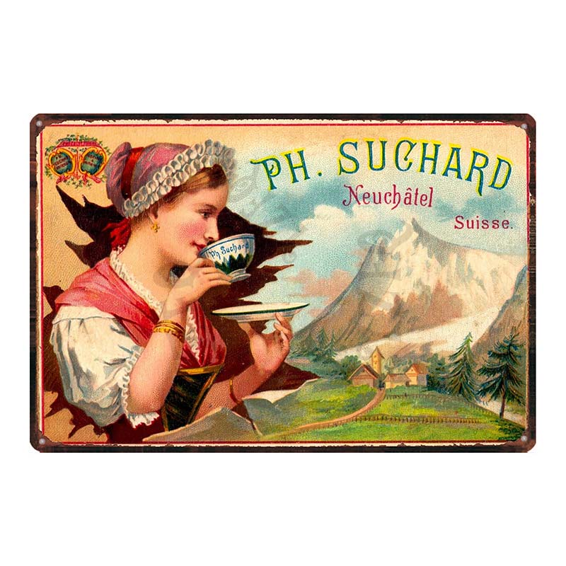 YZFQVintage Affiche Alimentaire Chocolat Métal Rétro Panneaux Candy Bar Plaque Murale Cuisine Maison Restaurant Décoration DU-6822B
