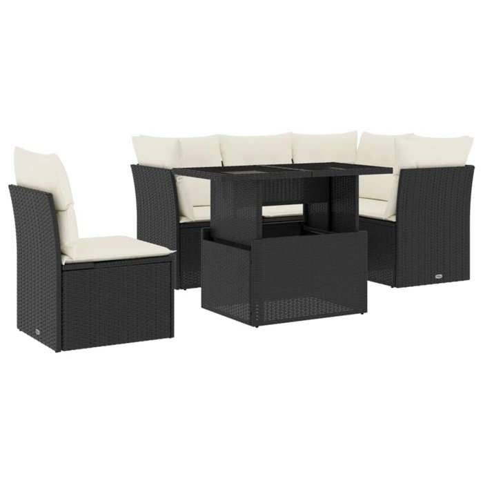VidaXL Garden Lounge Set 6 Pcs with Cushions Black Wicker 3266586