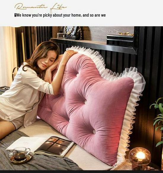 Princess Backrest Cushion: Soft Crystal Velvet, Removable & Washable Pillow for Tatami Bed